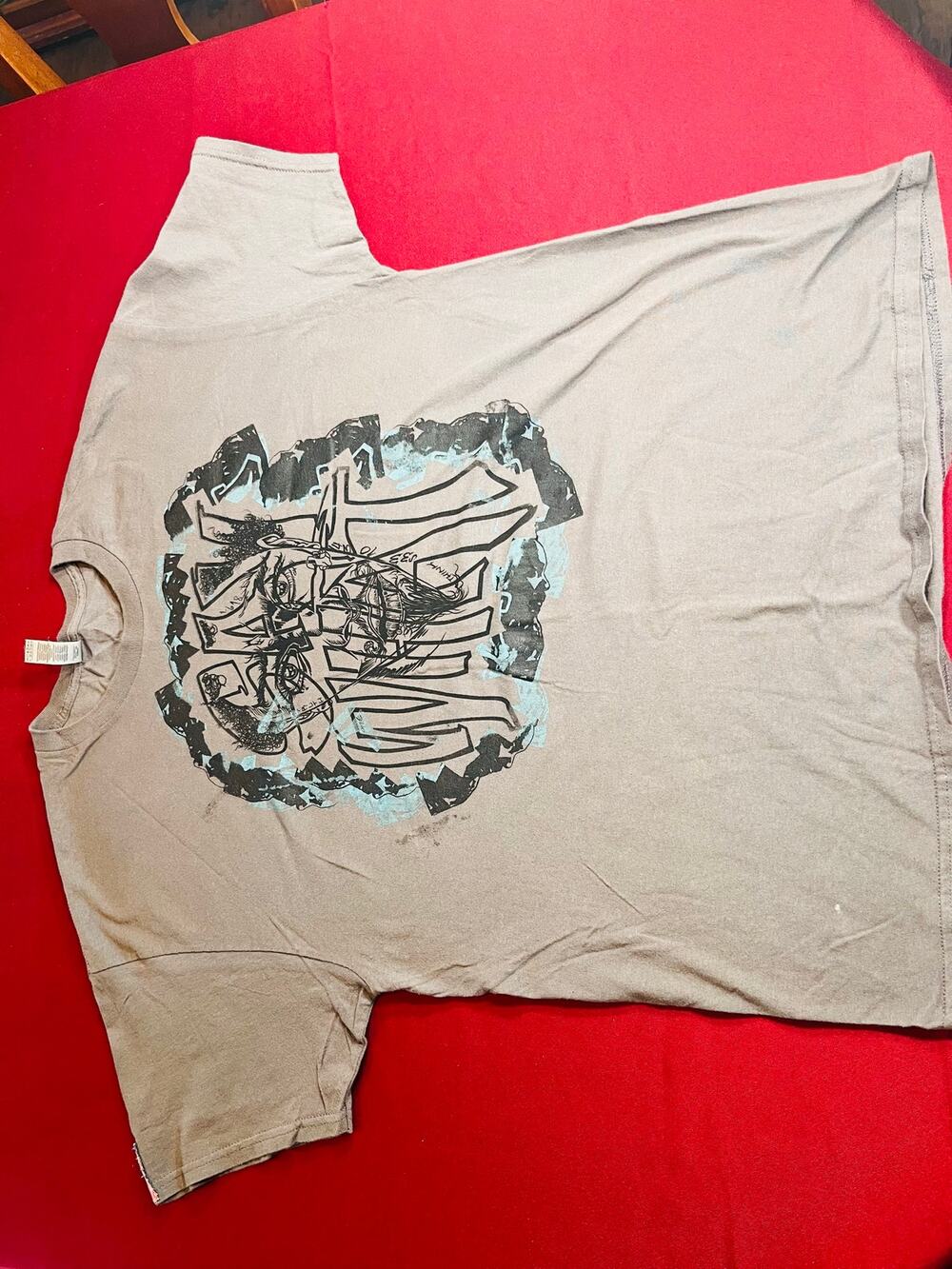 Atelier Wolimierz Graphic Tee - Blue Cyber Y2K Streetwear XL-used fair condition